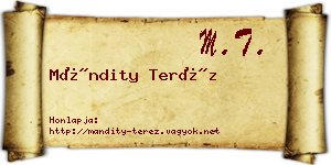 Mándity Teréz névjegykártya